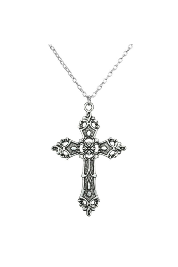 Church Crucifix Necklace Gothic Party Jewelry Pendant Necklace Sweater Chain