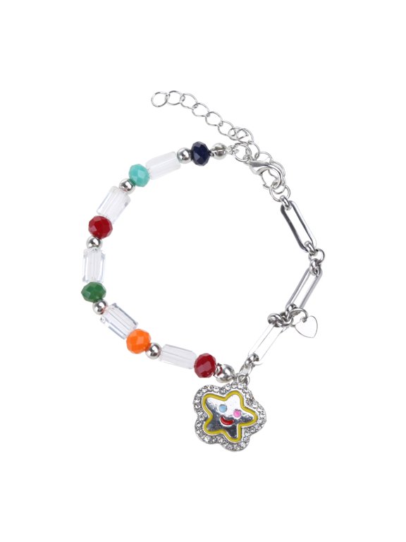 Colorful Beads Smile Face Charm Bracelet Handchain Ideal-Gift for Friend Student