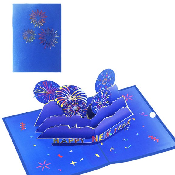 Gieenan Colorful Themed 3D Popping Up Card Greeting Card for New Year Celebration and Heartfelted Messages Card