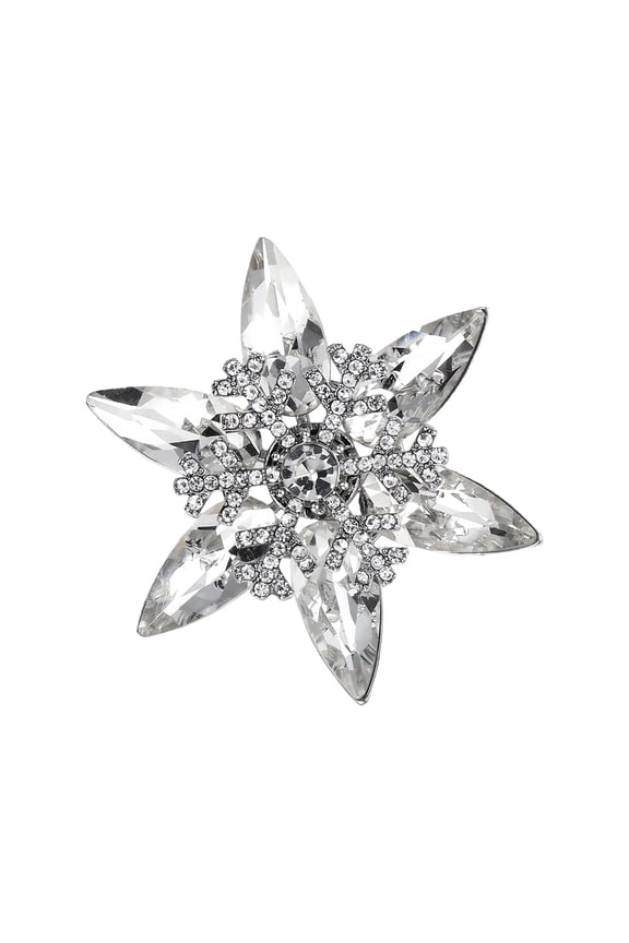 Delicate Glass Snowflake Jewelry Pin For Holiday Outfits Dresses Coats Rhinestones Brooch Party Accessory