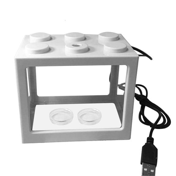 Gieenan Desktop Breeding for Tank Box Home Office Desktop DecorationLight Betta Fish Fighting Cylinder Aquarium with LED Lamp Li