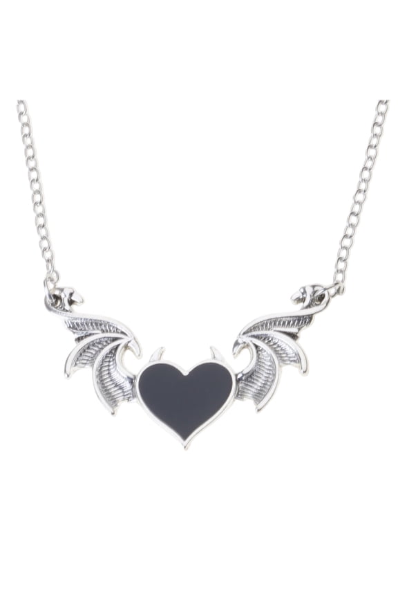 Devil Wing Heart Chain Necklace Gothic Punk Costume Retro Charming