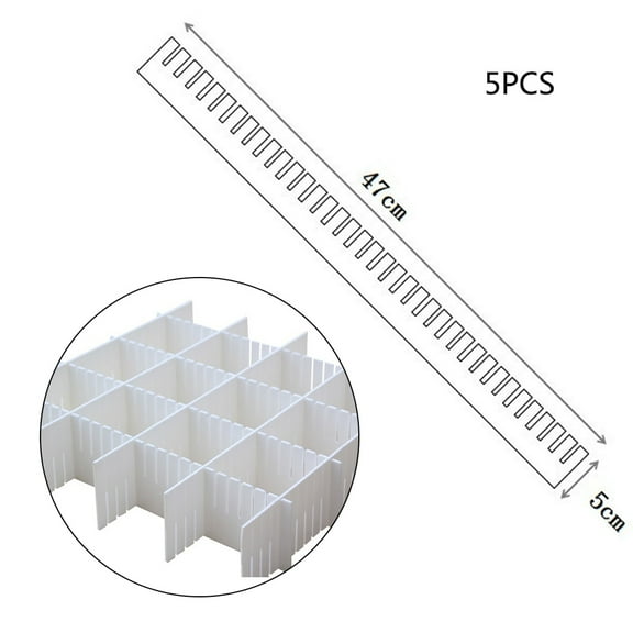 Gieenan Drawer Dividers, Drawer Divider Organizers 5PCS DIY Plastic Grid Adjustable Plastic Divider Household Storage Makeup Socks Underwear Organizer (White)