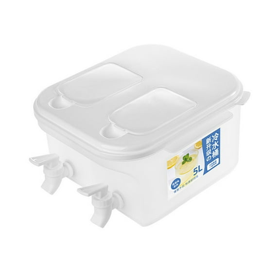 Gieenan Drink Dispenser 2 Grids Separation Store Different Drinks with Double Water Tap
