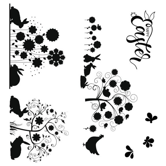 Gieenan Easter Series Silicone Clear Stamps for Card Making Scrapbooking Embossing DIY
