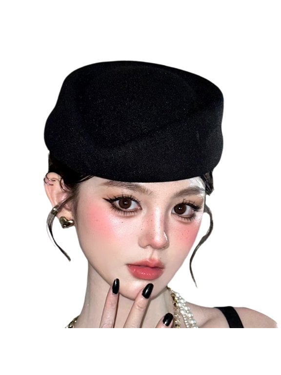 Elegant Black Flated Crowns Hat Lightweight Cotton Fabric Unisex Headwear