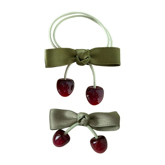 Gieenan Fashionable Cherry Elastic Hair Bands and Hair Clip Set For Baby Girls And Women Stylish And Comfortable Hair Accesories