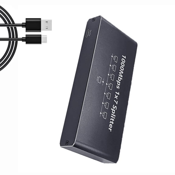 Gieenan Fast speed RJ45 Ethernet Splitter 7 Port Networking Hubs Supports 1000Mbps Data Transfer And ABS Housing