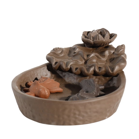 Gieenan Fish Lotus Backflow Incense for Burner Chinese Censer Holder Zen Buddhist Crafts for Home Office Tea House Decoration Meditation Gift Ornament