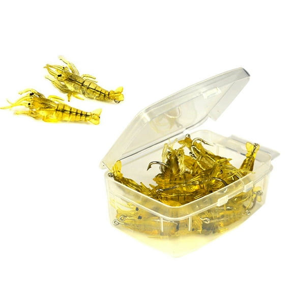 Gieenan Fishing Tackle Luminous Simulation Prawn Saltwater Hook Soft Shrimp Lures Set