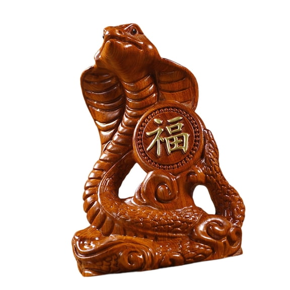 Gieenan Fortune Bringing Snake Figurine Desk Access for Wealth Wooden Snake Decoration