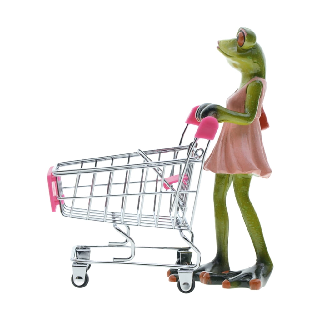 Gieenan Frogs Sculpture with Cart Decorative Ornament for Table Bookshelves Garden Display