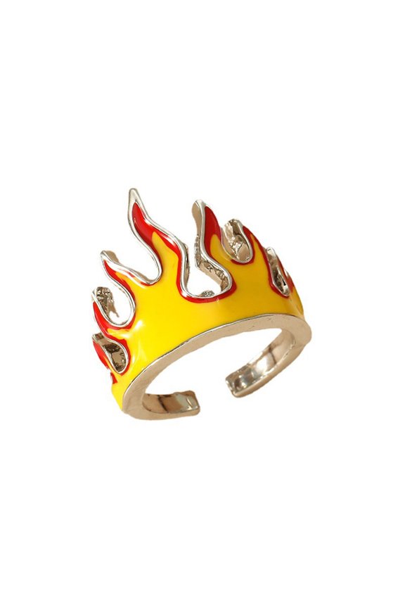 Goth Flame Opening Rings for Women Metal Vintage Punk Friendship Rings Jewelry Aesthetics Gifts 90s Party Gifts