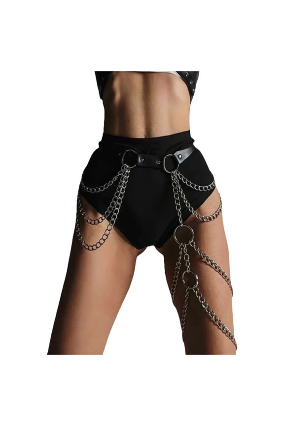 Gothic Fashion PU Thigh and Waist Chain Belt for Fashion Enthusiasts