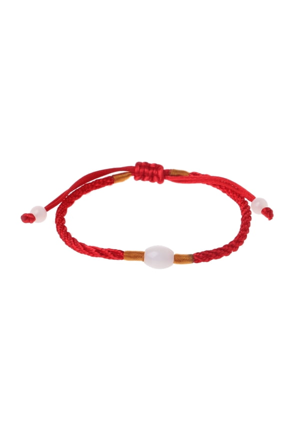 Handmade Lucky Imitation Jade Transfer Beads Red String Bracelets Tiger Year Red Rope Jewelry for Students Families