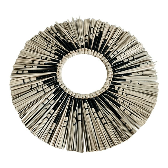 Gieenan Knit Macrame Mirror Wall Decor Abstract Macrame Silhouette Wall Rustic Sculpture