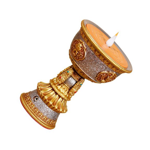 Gieenan LED Simulated Flame Durable LED Resin Lamp for Temple Ceremonies Electronic Butter Lamp Rechargeable for Buddhist