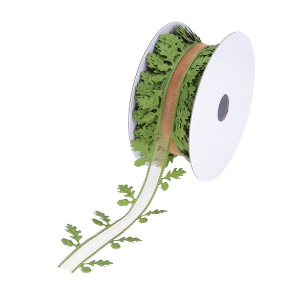 Gieenan Leaf Ribbon Wrapping Ribbon 40mmX20m Christmas Decorative Ribbon for Art Craft