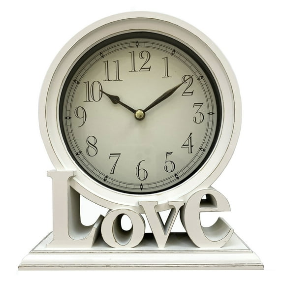 Gieenan Modern Quiet Mantels Clock Retro Love Letter Desk Clock No Ticking Battery Operated Clock for Professional and Students