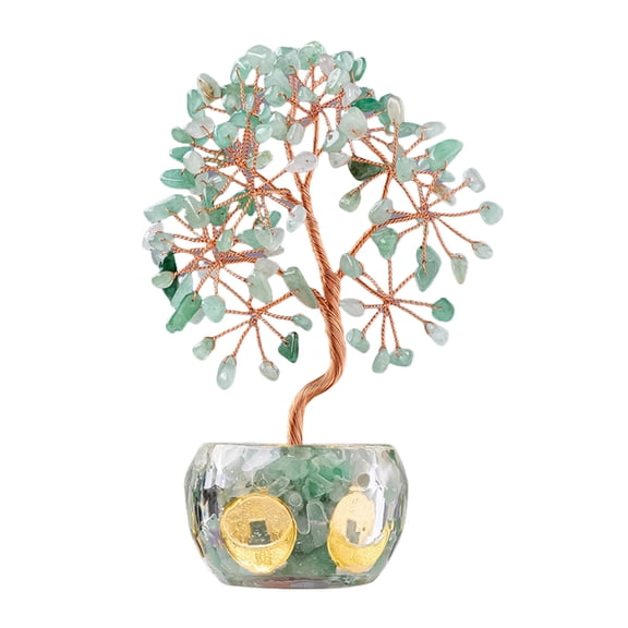 Gieenan Multicolors Crystal Potted Tree Crystal Stones Wealth Tree Figurine for Positive Energy and Fortune Wealth Success