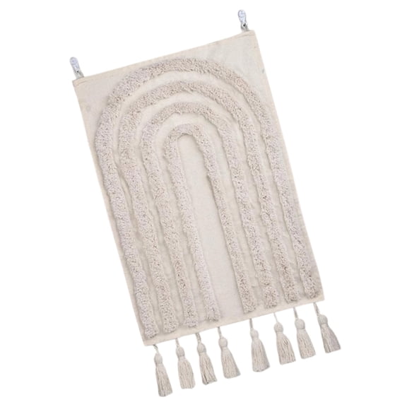 Gieenan Natural Fiber Tapestry with Fringed Tassels Macrames Cotton Linen Wall Hanging