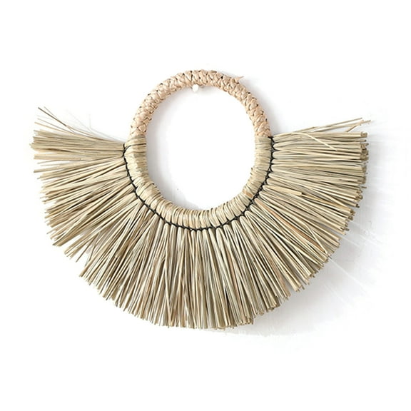 Gieenan Nordic Raffia Hanging Wall Mirror Boho Decorative Makeup Mirrors Bathroom Decor