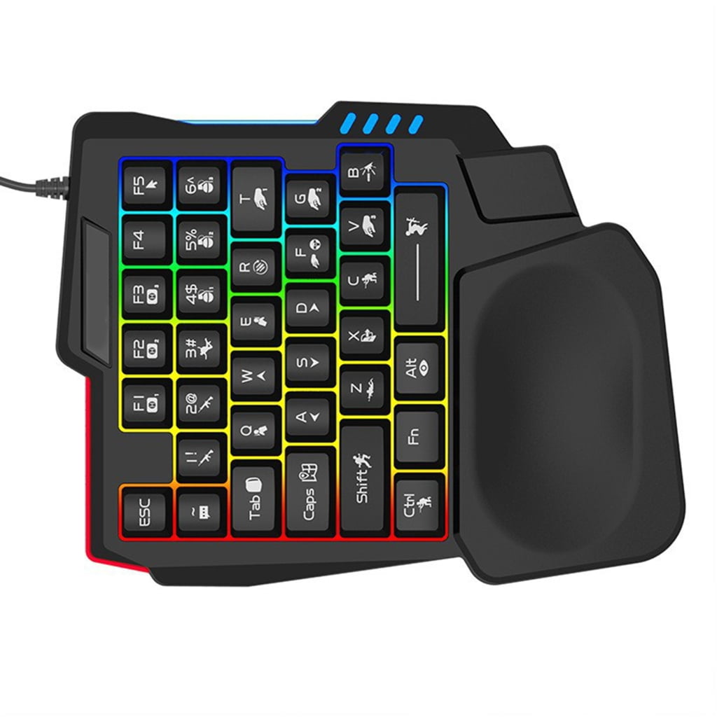 Gieenan One Handed Gaming Keyboard, 14-Key with Backlight USB Corded Keypad with Hand Rest and Shine Through