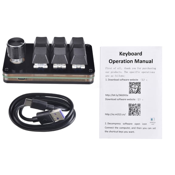 Gieenan One Handed Programmable Mechanical Keyboard 6 Keys Macro Keyboard with 1 Knob