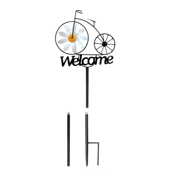 Gieenan Outdoor Iron Sunflower Windmills Garden Welcome Stake Bicycles Wind Spinner Yard