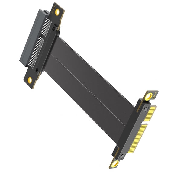 Gieenan PCIE 4X Cable PCIE4.0 Risers Card 180 Degree to 90 Degree Flat Extension Cable Motherboard Extender Converter Adapter