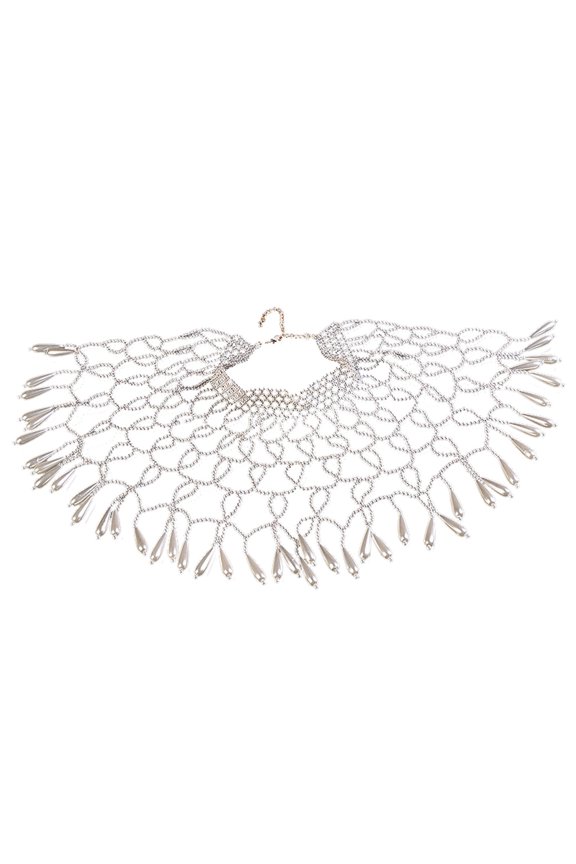 Pearl Choker Hollow Geometric Pattern Collar Luxurious Detachable Women Jewelry