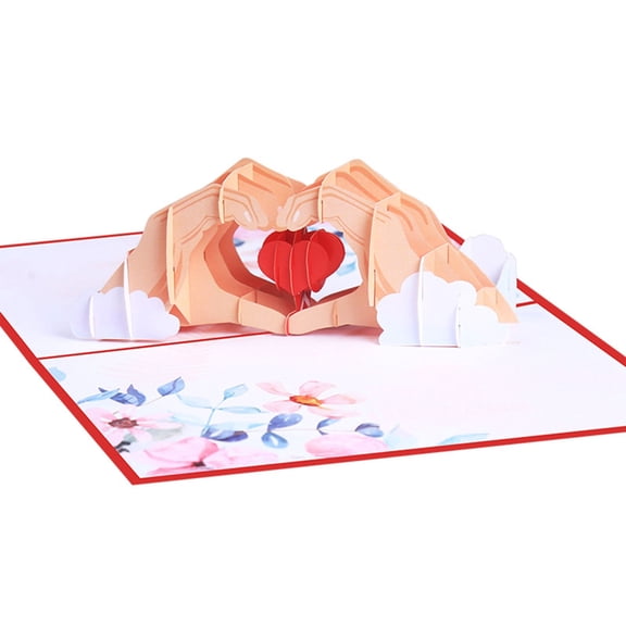 Gieenan Pop Up Heart Valentine's Day Greeting Card Blessing Handwriting Gift Supplies