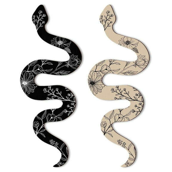 Gieenan Set of 2 Wood Snake Earthy Room Wall Decoration Witchy Desk Ornaments Frame Wall Hanging for Apartment Bedroom Home