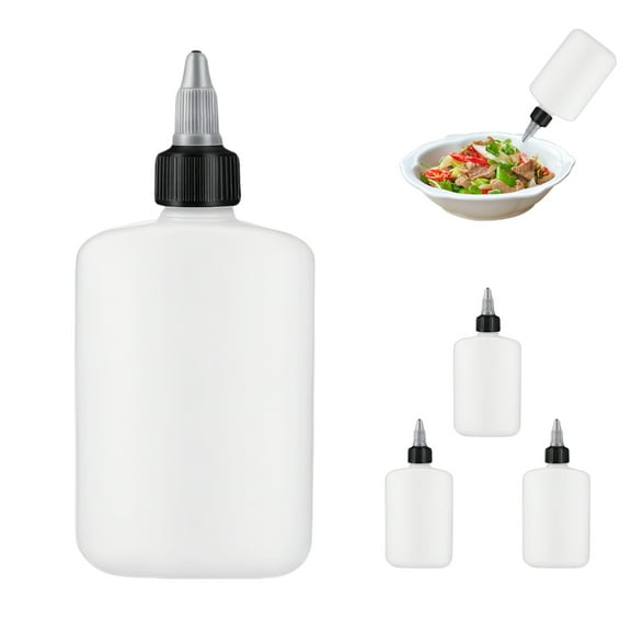 Gieenan Set of 4 Liquid Dispensers 120ML HDPE Condiment Bottles Leak Proof Storage Container for Cooking Oil and Sauces
