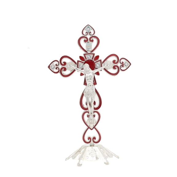 Gieenan Standing Crucifix Figurine Christian On Cross Statue Tabletop Alloy Sculpture