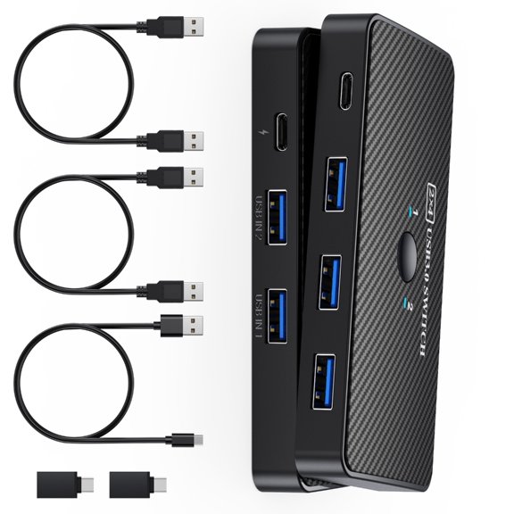 Gieenan USB3.0 Switching Double Computer Sharing Hubs High Speed 5Gbps Data Transfer Adapter Durability ABS Housing For Office Travel