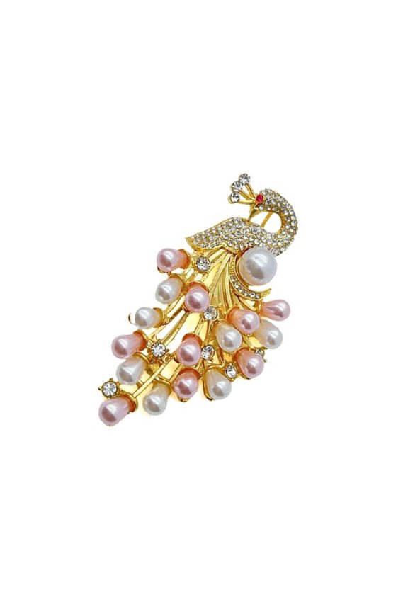 Unique Pearls Adorned Peacocks Brooch Portable for Formal Event Outfits