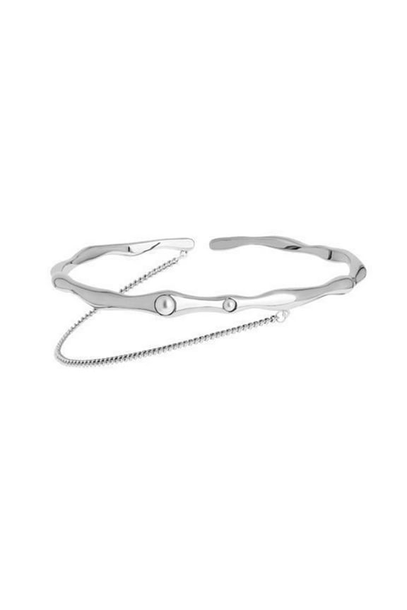 Upper Arm Cuff Jewelry Women Armband Cuff Bangle Bracelet Adjustable Open Armlet Pearl-Metal Chain Tassel Wrap Bracelet