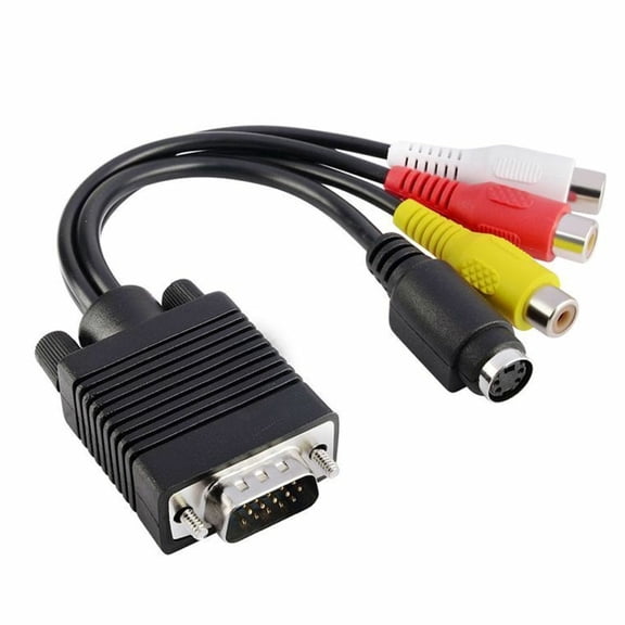 Gieenan VGA To S Video And 3RCA AV Converter Cable For Clear Transmission With Durability ABS Construction 15CM