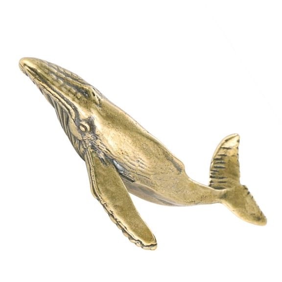 Gieenan Vintage Brass Whale Figurine Antique Metal Marine Statue Ornament for Ocean Themed Home Decors and Art Collectors