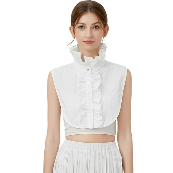 Gieenan Women Detachable Dickey False Collar Retro Victorian Ruffle Mock Neck Half Shirt