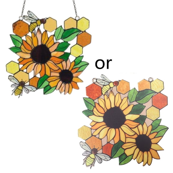Gieenan Yellow Bee Sunflower Ornament Suncatcher Pendant Wall Decoration Hanging Craft