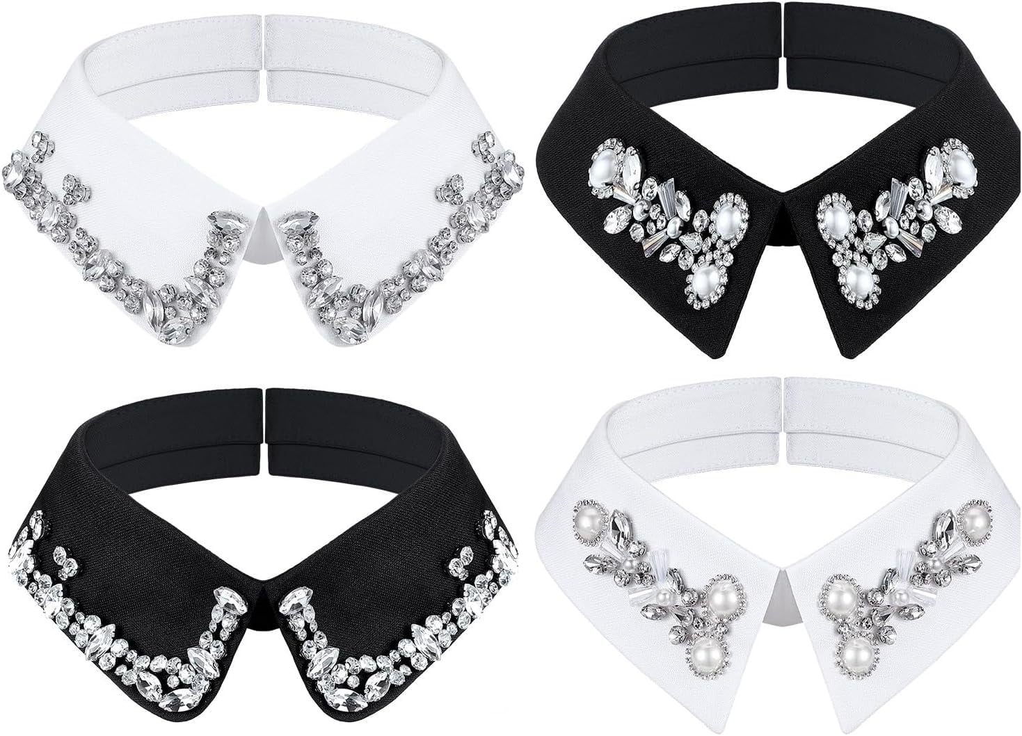 Giegxin 2 Pack Rhinestone Fake Collars For Women - Detachable Embellished Shirt Collar Chokers