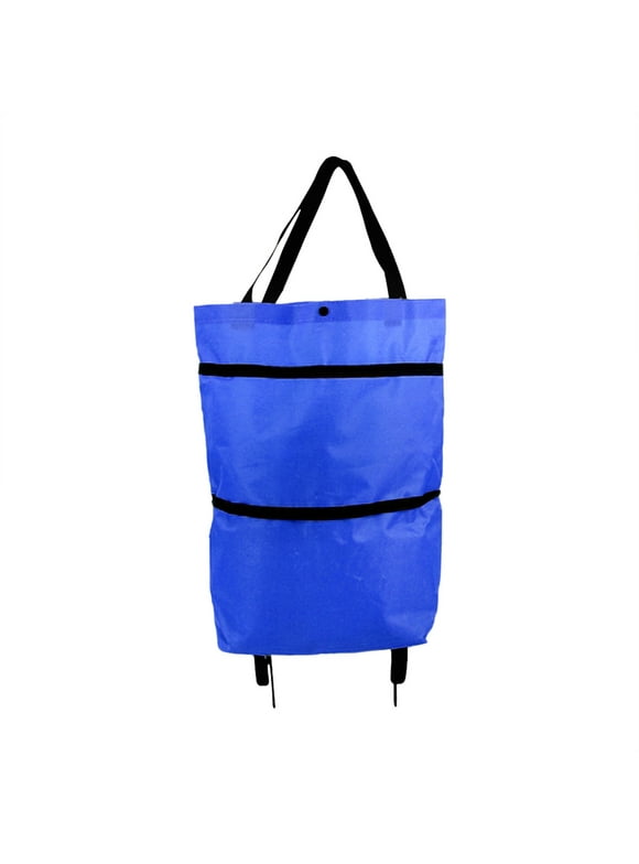 Gieriduc Tool Bag Shopping Trolley Bag Portable Multifunction Folable Tote Bag Shopping Cart Reusable Grocery Bags with Wheels Rolling Grocery Cart (Blue)