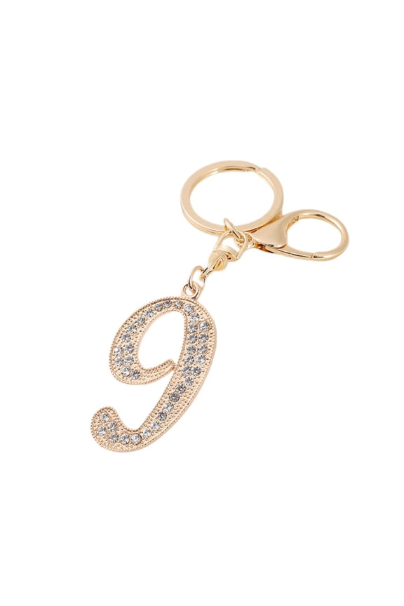 Alloy Rhinestones 0-9 Number Keychain for Women, 0-9 Number Key Ring Accessories Bag Charms