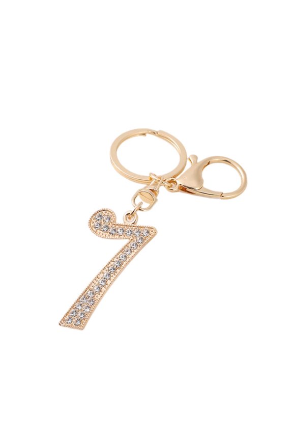 Alloy Rhinestones 0-9 Number Keychain for Women, 0-9 Number Key Ring Accessories Bag Charms