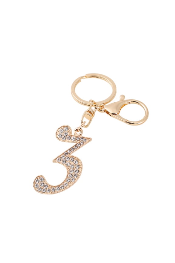 Alloy Rhinestones 0-9 Number Keychain for Women, 0-9 Number Key Ring Accessories Bag Charms