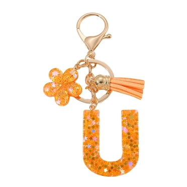 Gierzijia Black A-Z Alphabet Tassels Pendant Resin Keychain