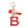 thumbnail image 1 of Gierzijia Red Stone Love Tassel A-Z Alphabet Resin Keychain, Initial Letter Key Ring Accessories Bag Charms, 1 of 4