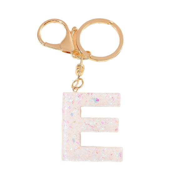 Gierzijia White Sequins A-Z Alphabet Resin Keychain, Initial Letter Key Ring Accessories Bag Charms